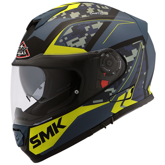SMK Twister Zest Matt Black Blue Green (MA258) Full Face Helmet 